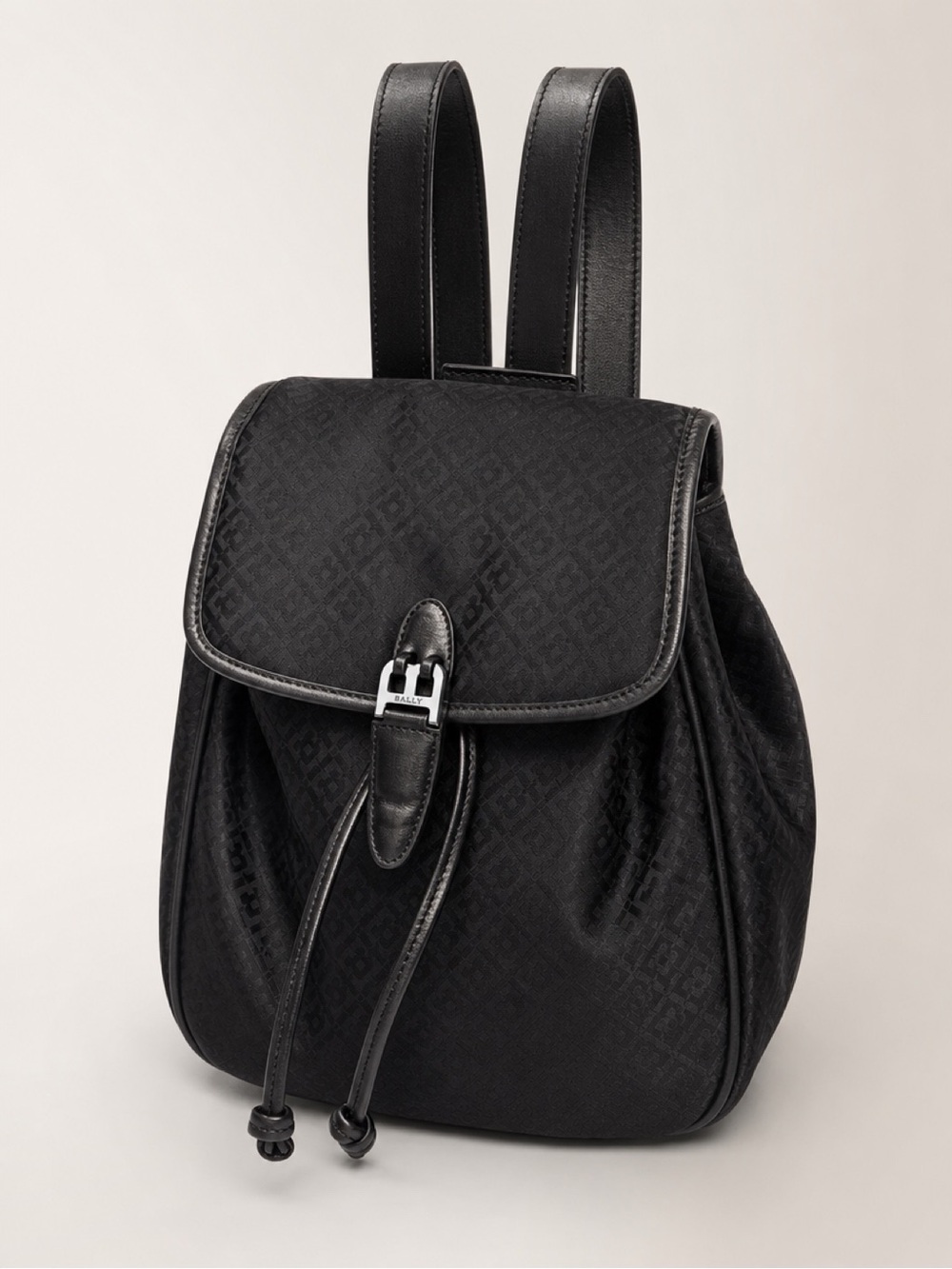 Vintage Bally Monogram Nylon Mini Backpack Black